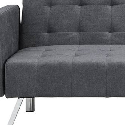 75" Dark Gray Linen Sleeper Sofa With Silver Legs HomeRoots