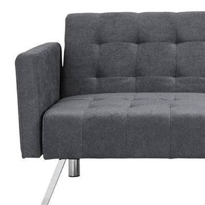 75" Dark Gray Linen Sleeper Sofa With Silver Legs HomeRoots