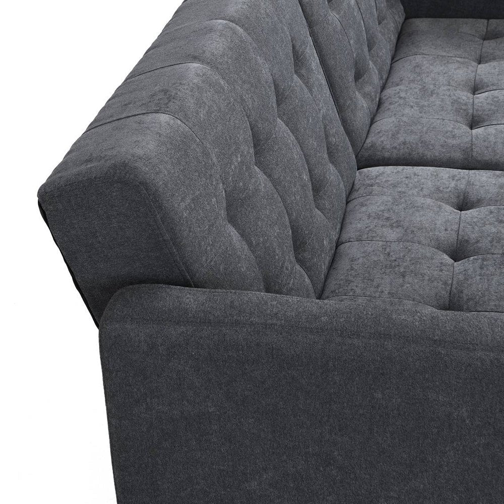 75" Dark Gray Linen Sleeper Sofa With Silver Legs HomeRoots