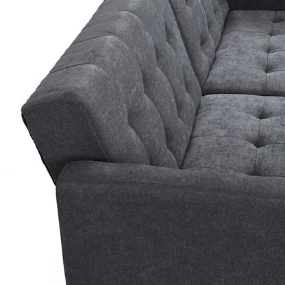 75" Dark Gray Linen Sleeper Sofa With Silver Legs HomeRoots
