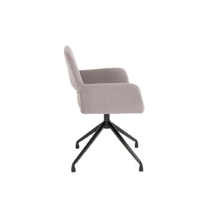 Gray Velvet Upholstered Swivel Office Chair - FurniFindUSA