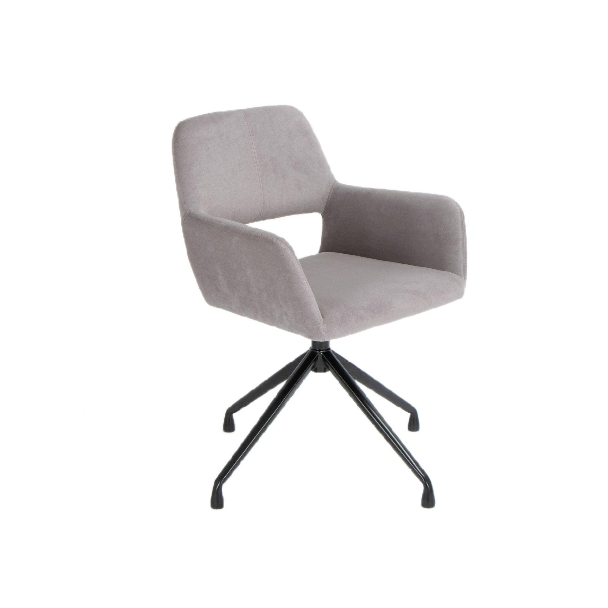 Gray Velvet Upholstered Swivel Office Chair - FurniFindUSA