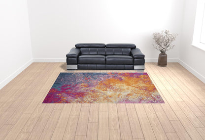 9' X 12' Blue Abstract Power Loom Area Rug - 108.0" (H) x 144.0" (W) x 0.5" (D)