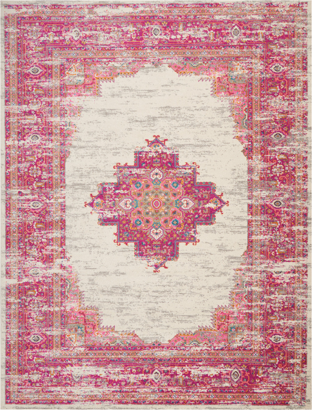 9' X 12' Pink Floral Power Loom Area Rug - 108.0" (H) x 144.0" (W) x 0.5" (D)