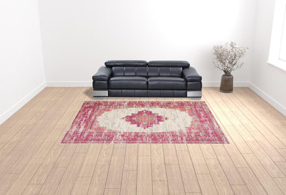 9' X 12' Pink Floral Power Loom Area Rug - 108.0" (H) x 144.0" (W) x 0.5" (D)