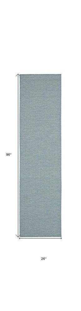 8' Aqua Power Loom Runner Rug HomeRoots