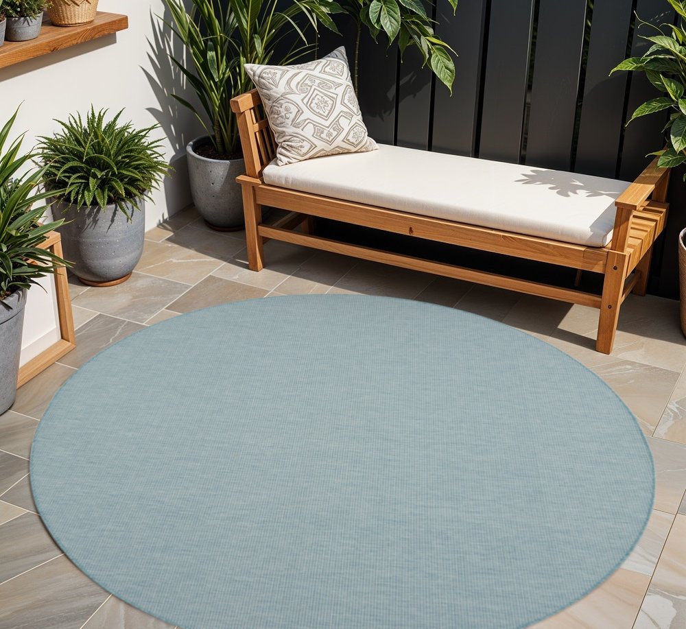 8' Aqua Round Power Loom Area Rug — view 11