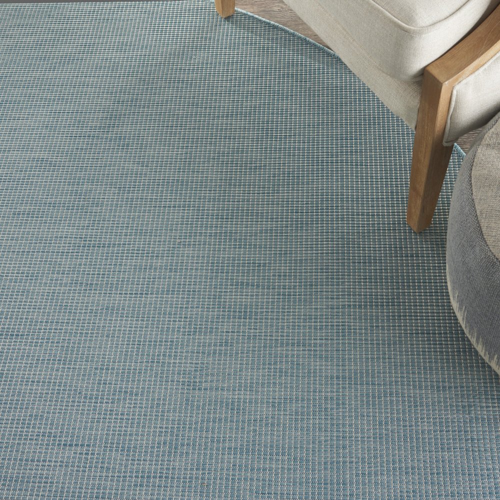 8' Aqua Round Power Loom Area Rug — view 5