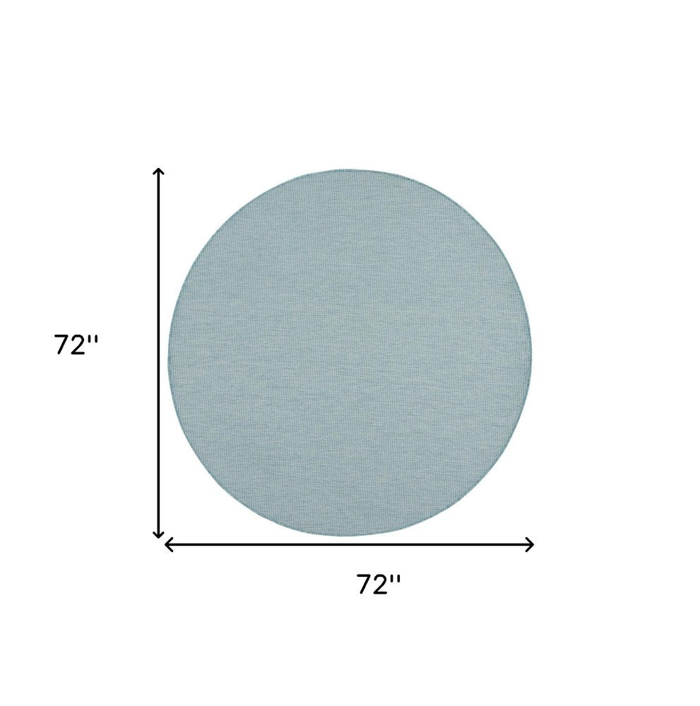 8' Aqua Round Power Loom Area Rug