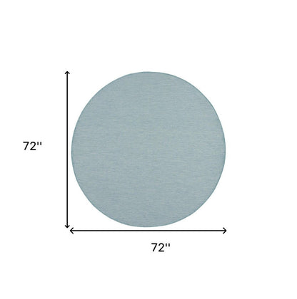 8' Aqua Round Power Loom Area Rug