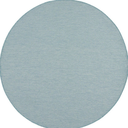 8' Aqua Round Power Loom Area Rug
