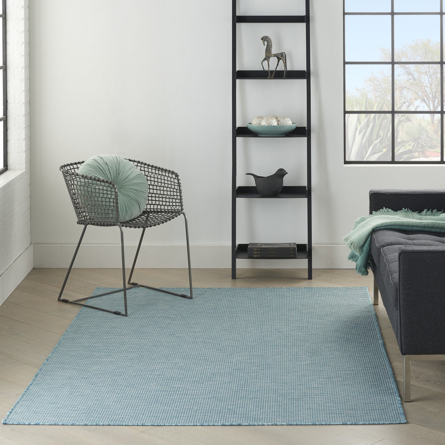 5' X 7' Aqua Power Loom Area Rug