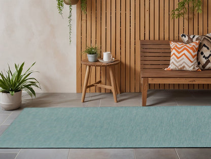 12' Aqua Power Loom Runner Rug HomeRoots