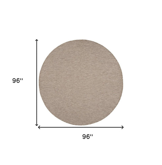 8' Beige Round Indoor Outdoor Area Rug