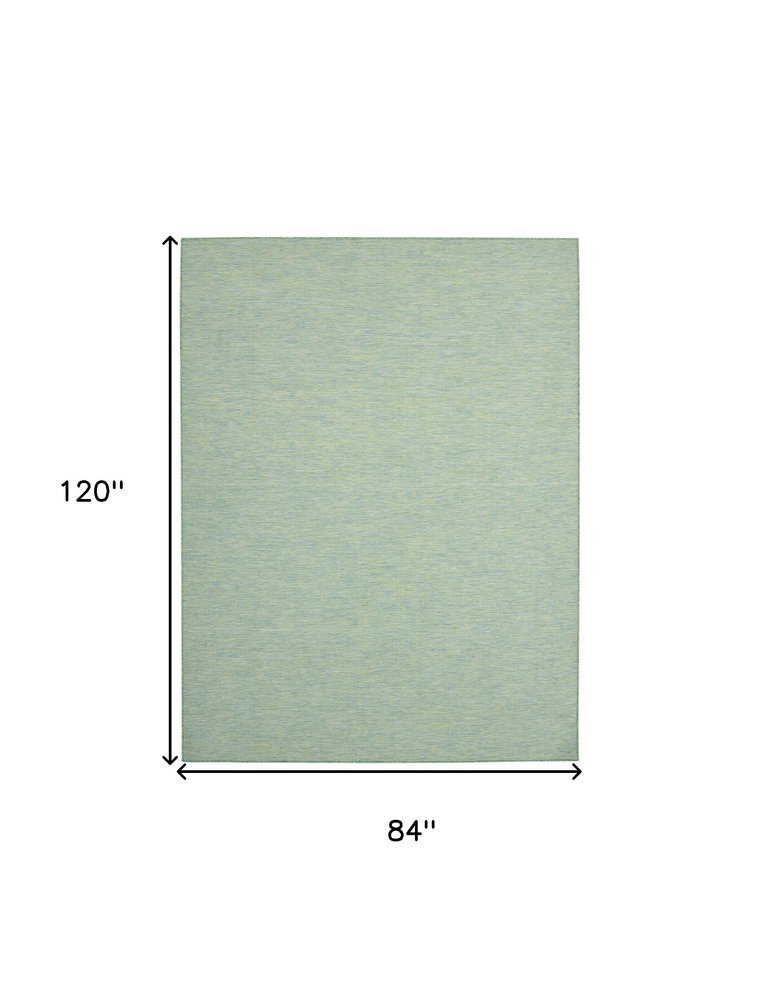 7' X 10' Blue and Green Indoor Outdoor Area Rug — view 1