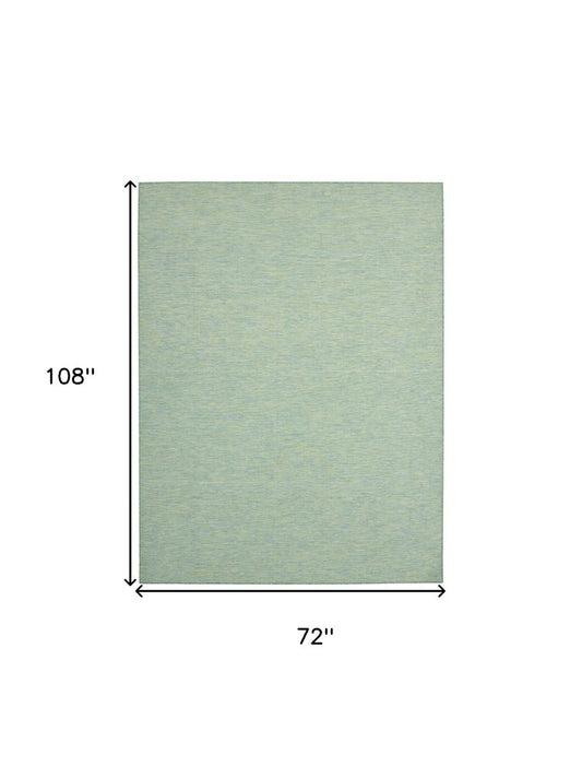 6' X 9' Blue and Green Indoor Outdoor Area Rug