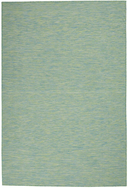 5' X 7' Blue and Green Indoor Outdoor Area Rug