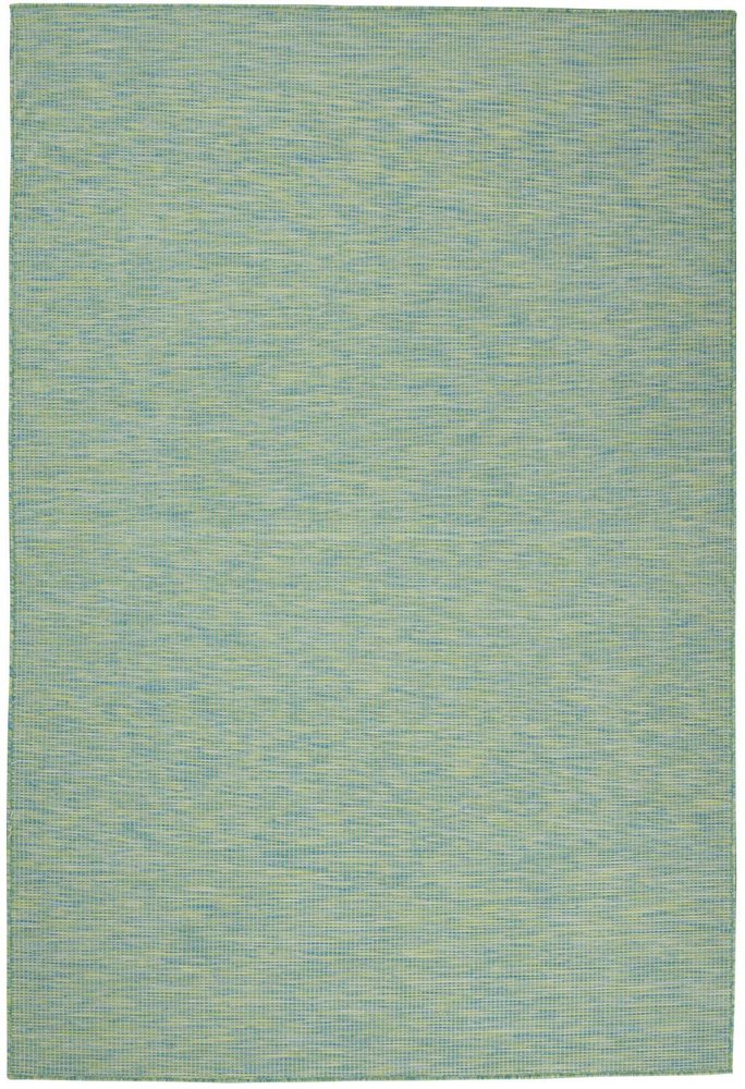 5' X 7' Blue and Green Indoor Outdoor Area Rug — view 3