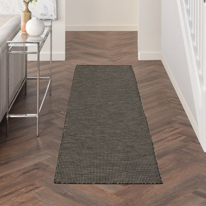 8' Charcoal Indoor Outdoor Runner Rug HomeRoots