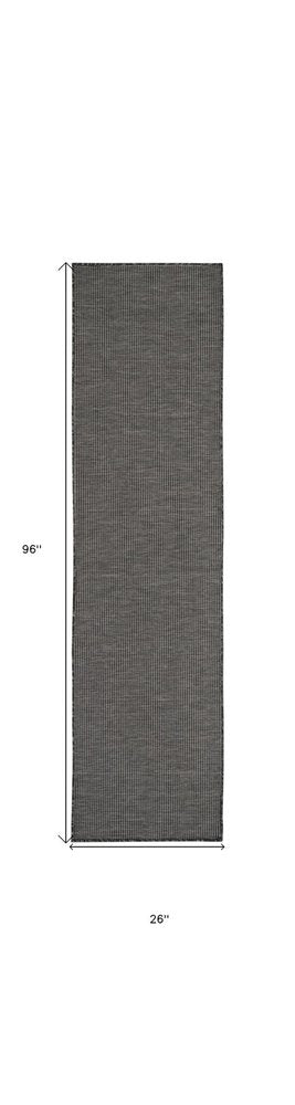 8' Charcoal Indoor Outdoor Runner Rug HomeRoots