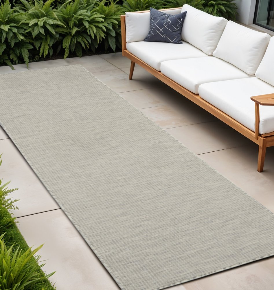 8' Gray Power Loom Runner Rug HomeRoots