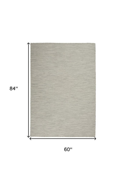 5' X 7' Light Gray Indoor Outdoor Area Rug HomeRoots