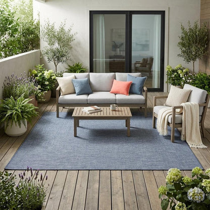 5' X 7' Navy Blue Indoor Outdoor Area Rug