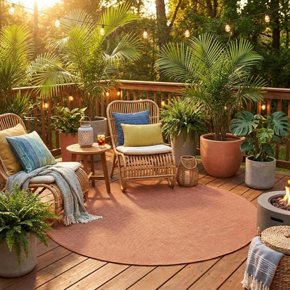 6' Terracotta Indoor Outdoor Area Rug