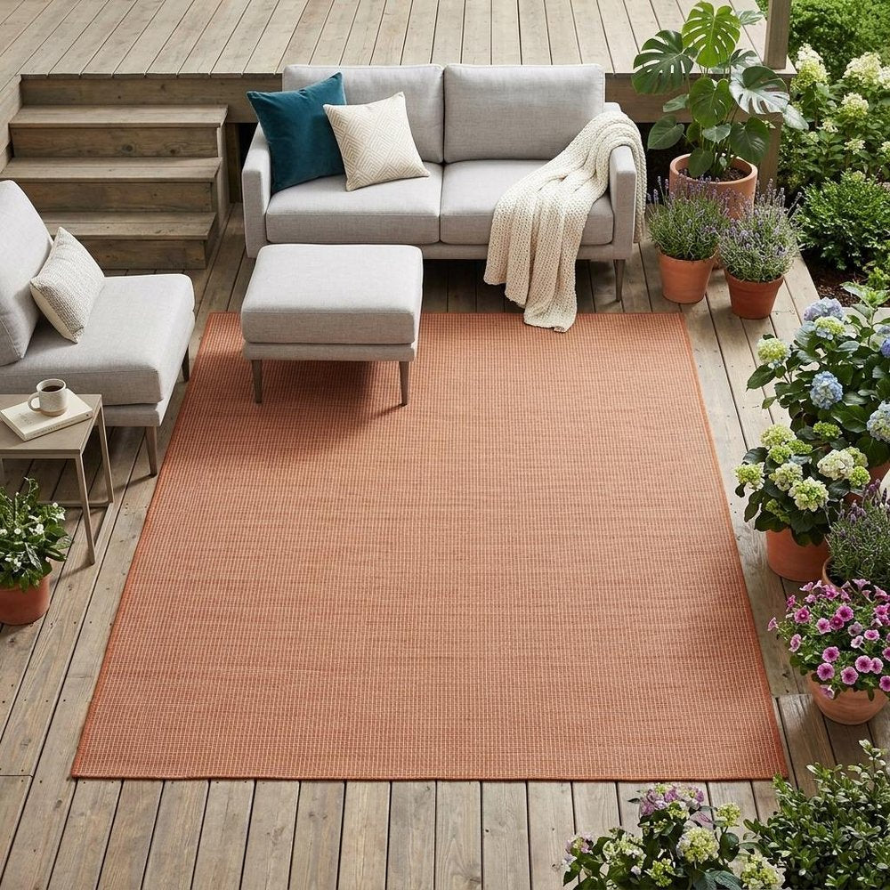 4' X 6' Terracotta Indoor Outdoor Area Rug HomeRoots