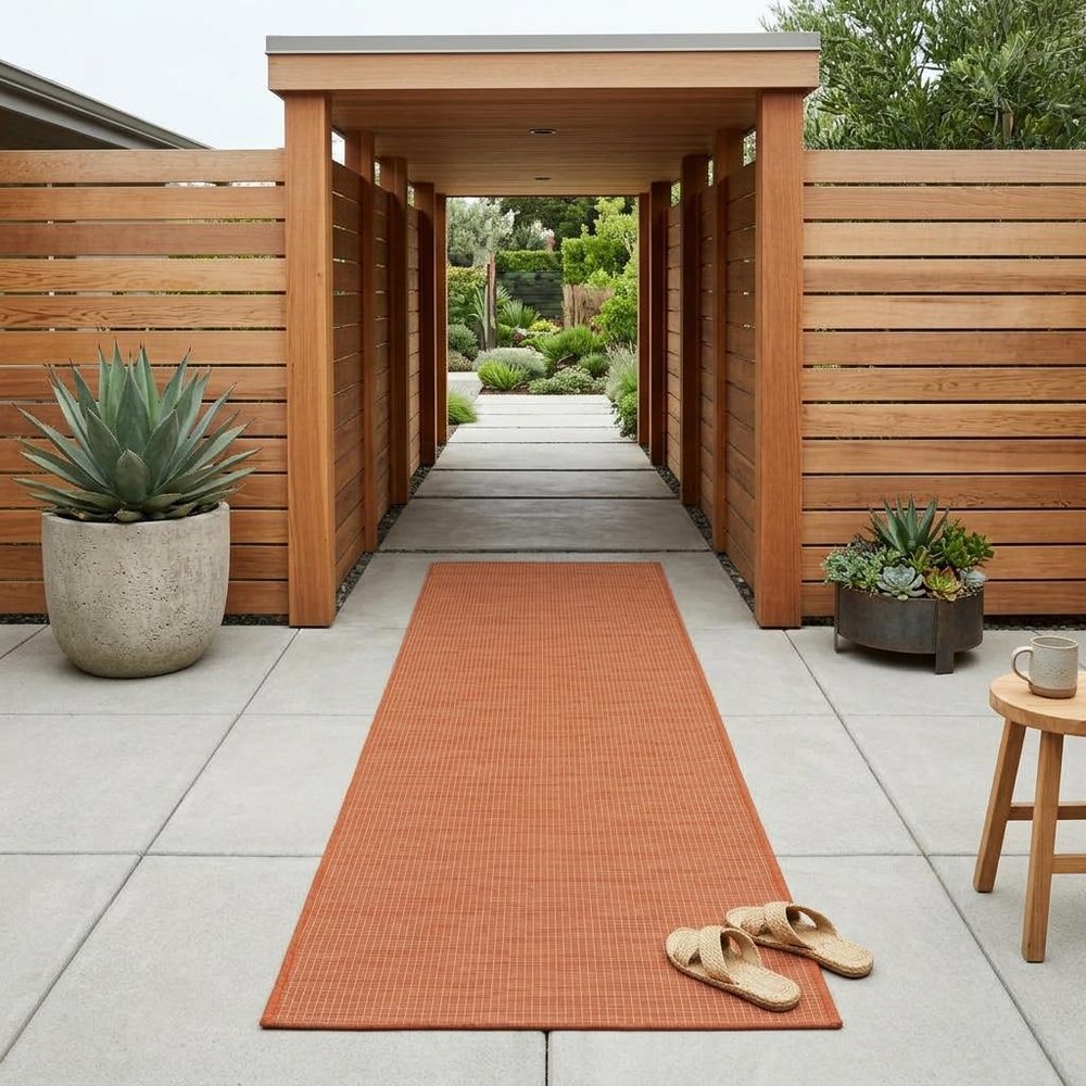 10' Rust Power Loom Runner Rug