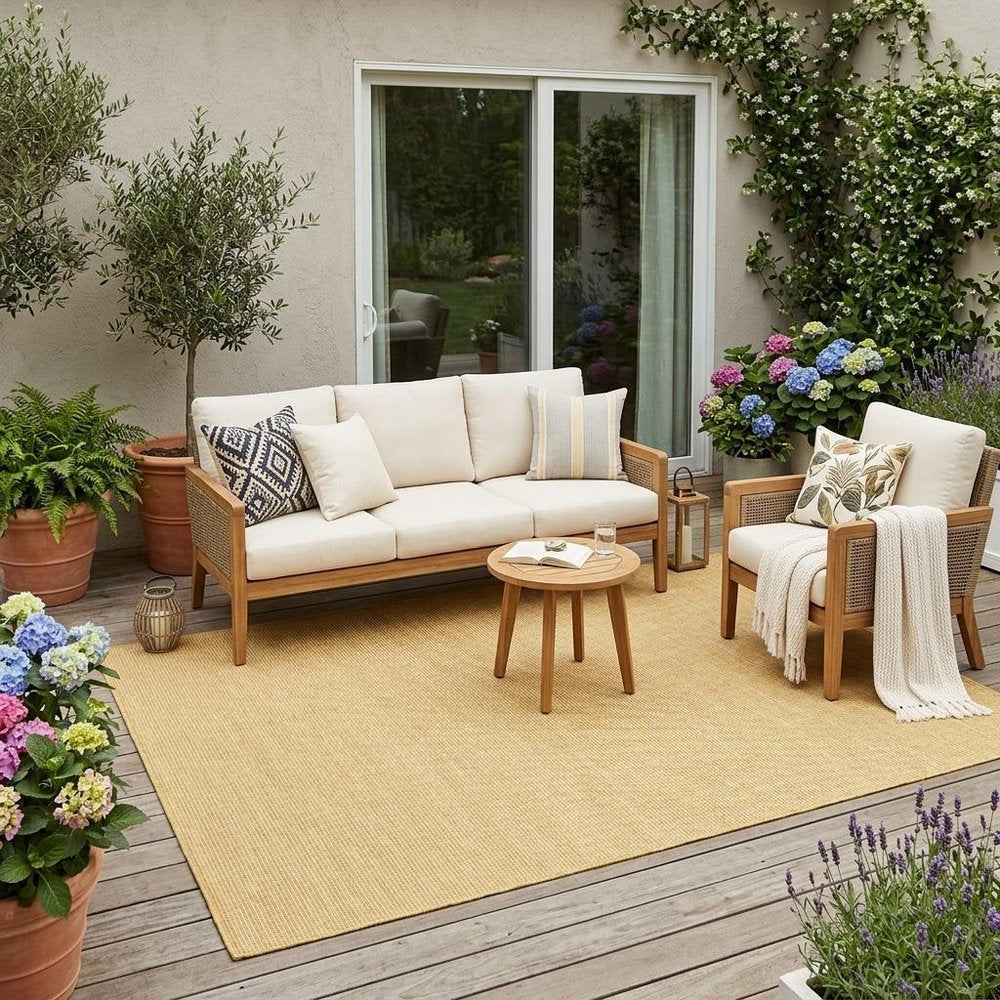5' X 7' Yellow Indoor Outdoor Area Rug — view 11