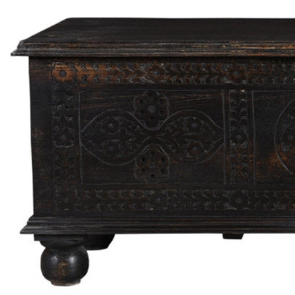 54" Black Solid Wood Distressed Lift Top Solid Coffee Table HomeRoots