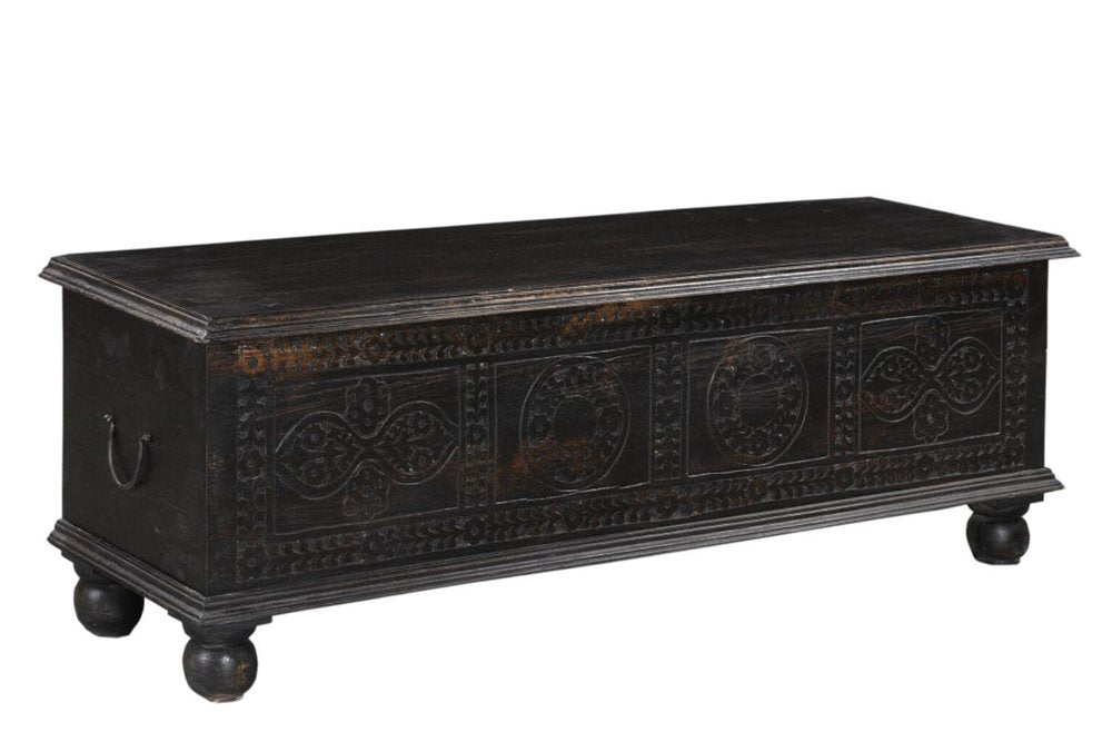 54" Black Solid Wood Distressed Lift Top Solid Coffee Table HomeRoots