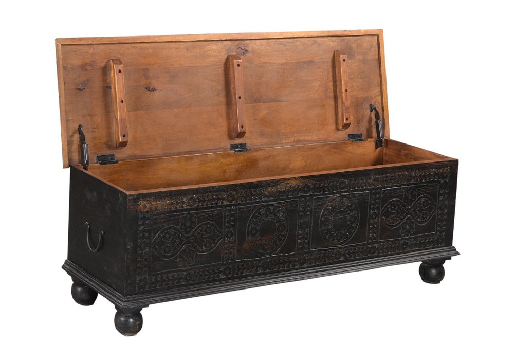 54" Black Solid Wood Distressed Lift Top Solid Coffee Table HomeRoots