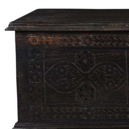 54" Black Solid Wood Distressed Lift Top Solid Coffee Table HomeRoots