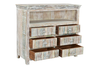50" White Distressed Reclaimed Wood Open And Enclosed Storage Entertainment Center HomeRoots