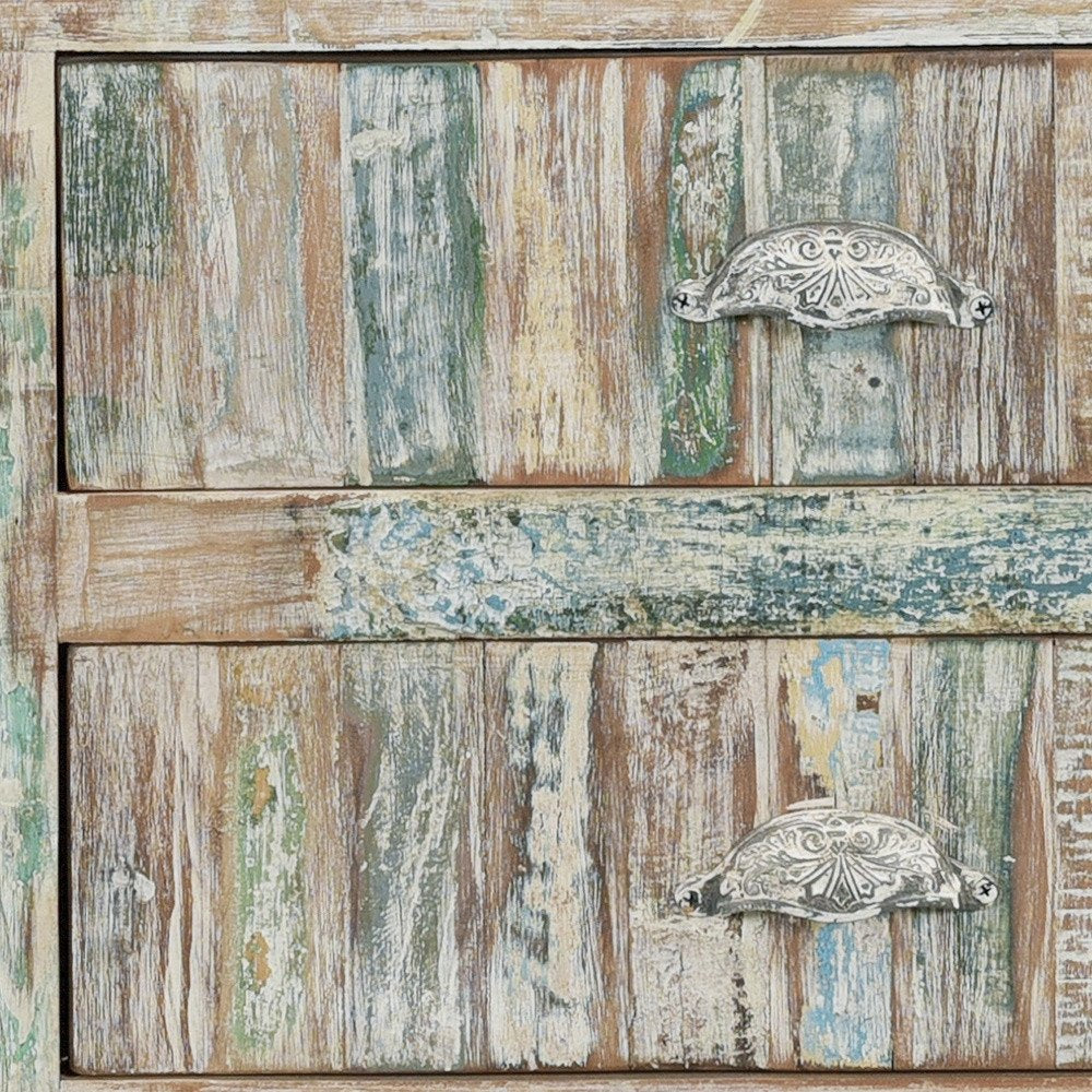 50" White Distressed Reclaimed Wood Open And Enclosed Storage Entertainment Center HomeRoots