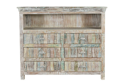 50" White Distressed Reclaimed Wood Open And Enclosed Storage Entertainment Center HomeRoots