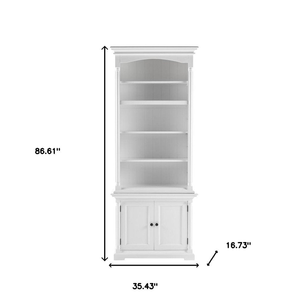 87" Antiqued White Solid Wood Two Door Pantry Or Storage Closet HomeRoots