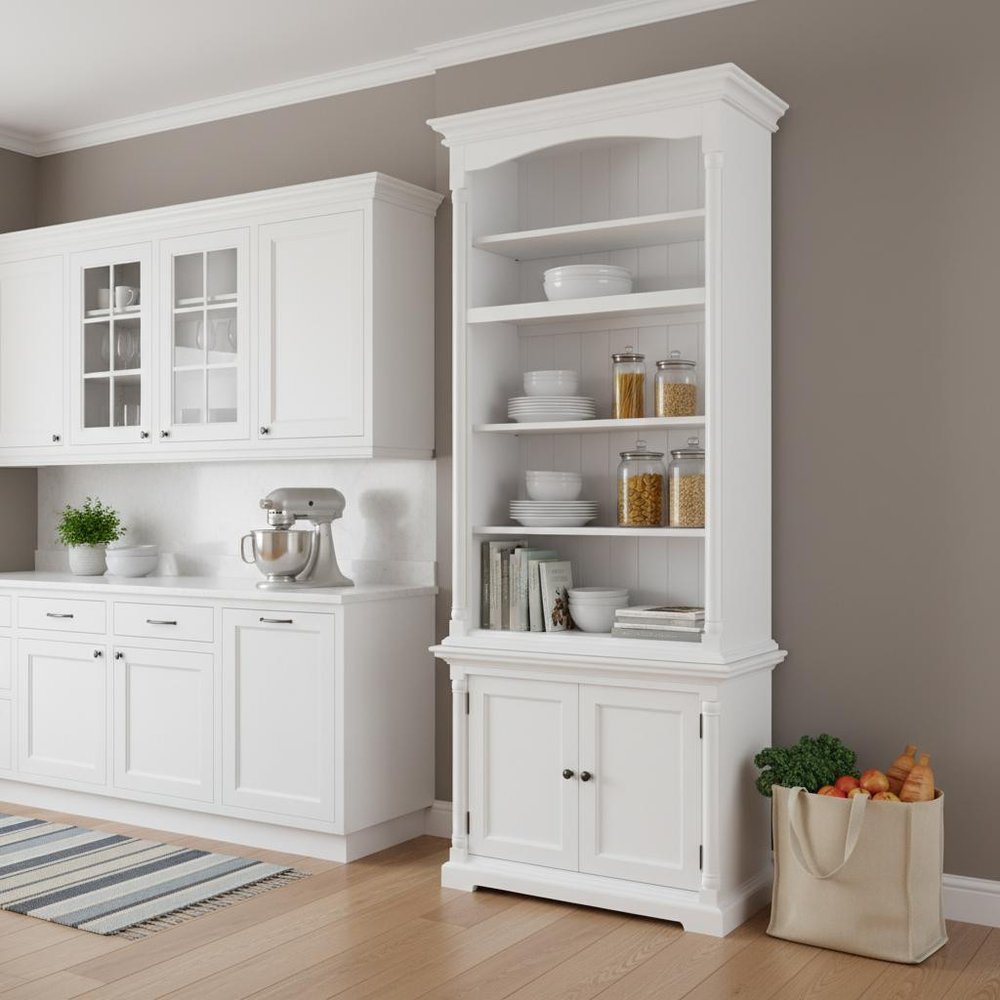 87" Antiqued White Solid Wood Two Door Pantry Or Storage Closet HomeRoots