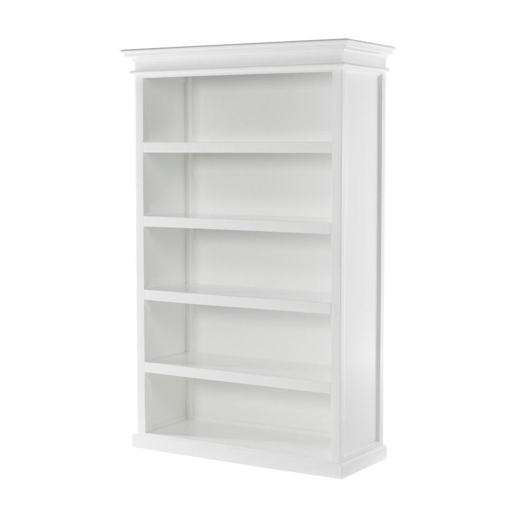 77" Antiqued White Solid Wood Five Tier Bookcase - FurniFindUSA