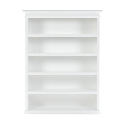 77" Antiqued White Solid Wood Five Tier Bookcase HomeRoots