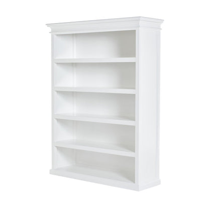 77" Antiqued White Solid Wood Five Tier Bookcase HomeRoots