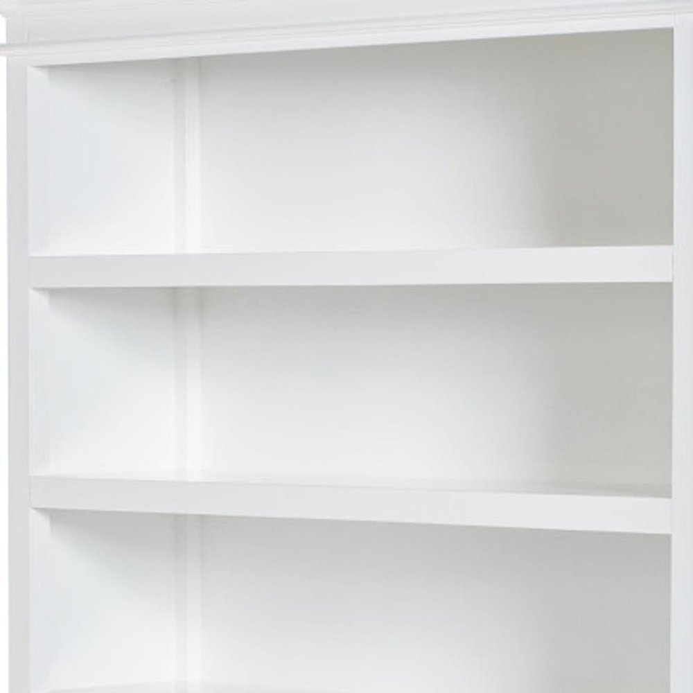 77" Antiqued White Solid Wood Five Tier Bookcase HomeRoots