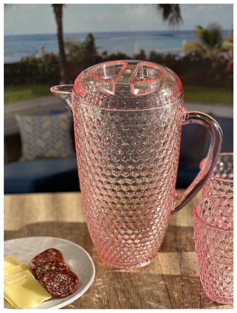 Blue Acrylic Convex Curve Shape Stemless Pitcher HomeRoots