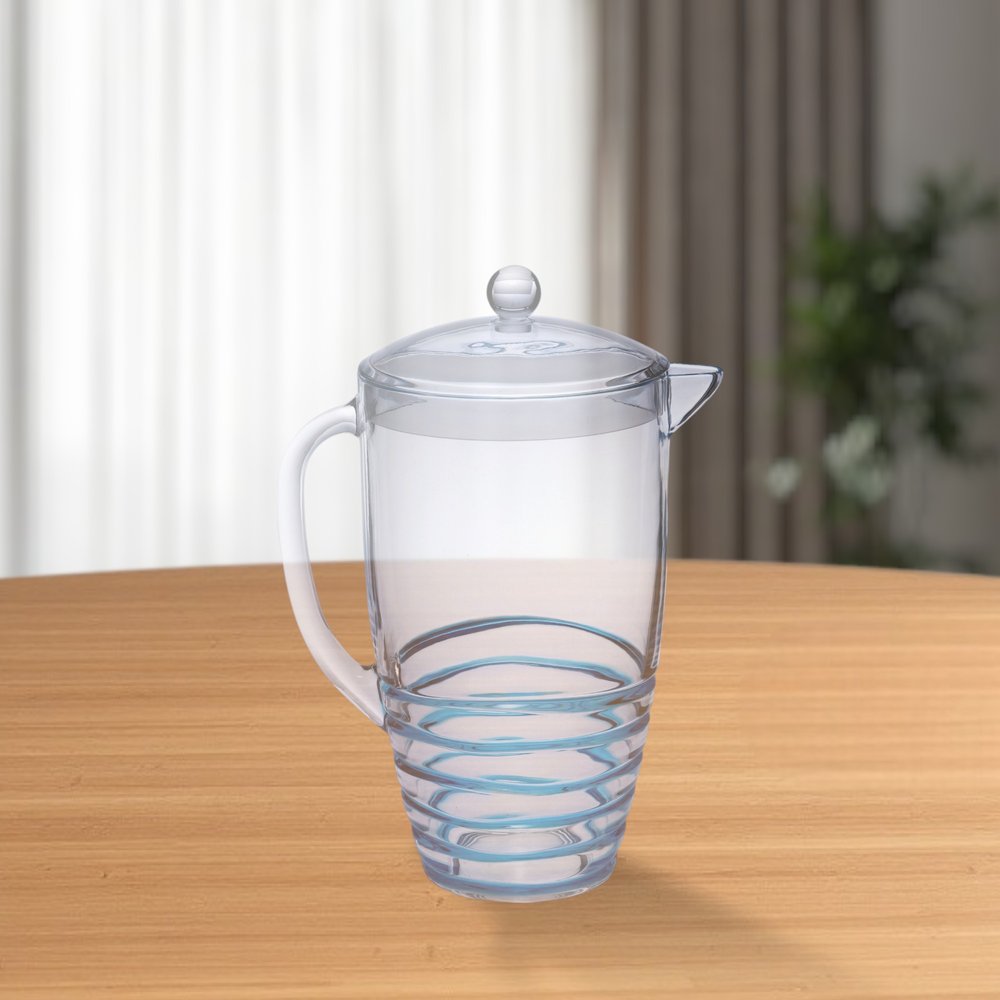 2.5 Quart Clear and Blue Swirl Acrylic Pitcher HomeRoots
