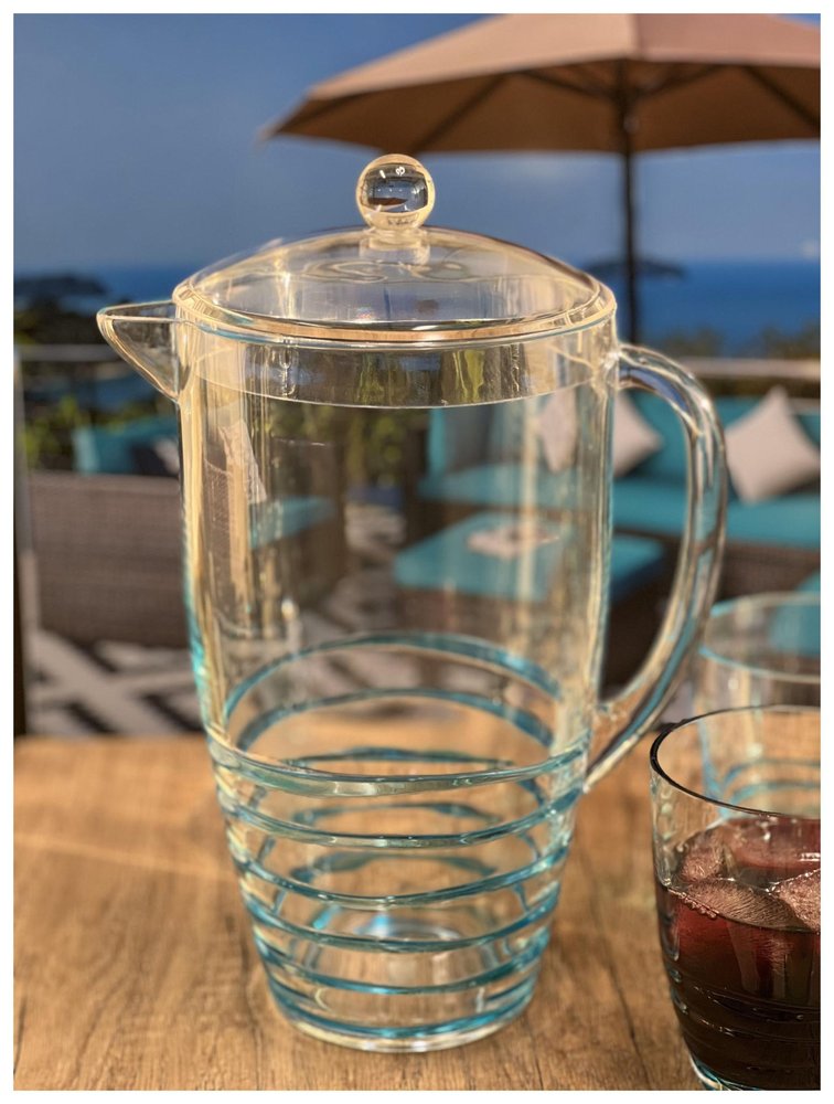 Clear And Blue Acrylic Convex Curve Shape Stemless Pitcher HomeRoots