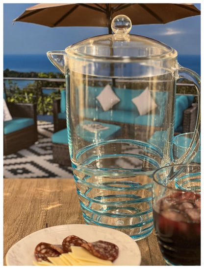 2.5 Quart Clear and Blue Swirl Acrylic Pitcher HomeRoots