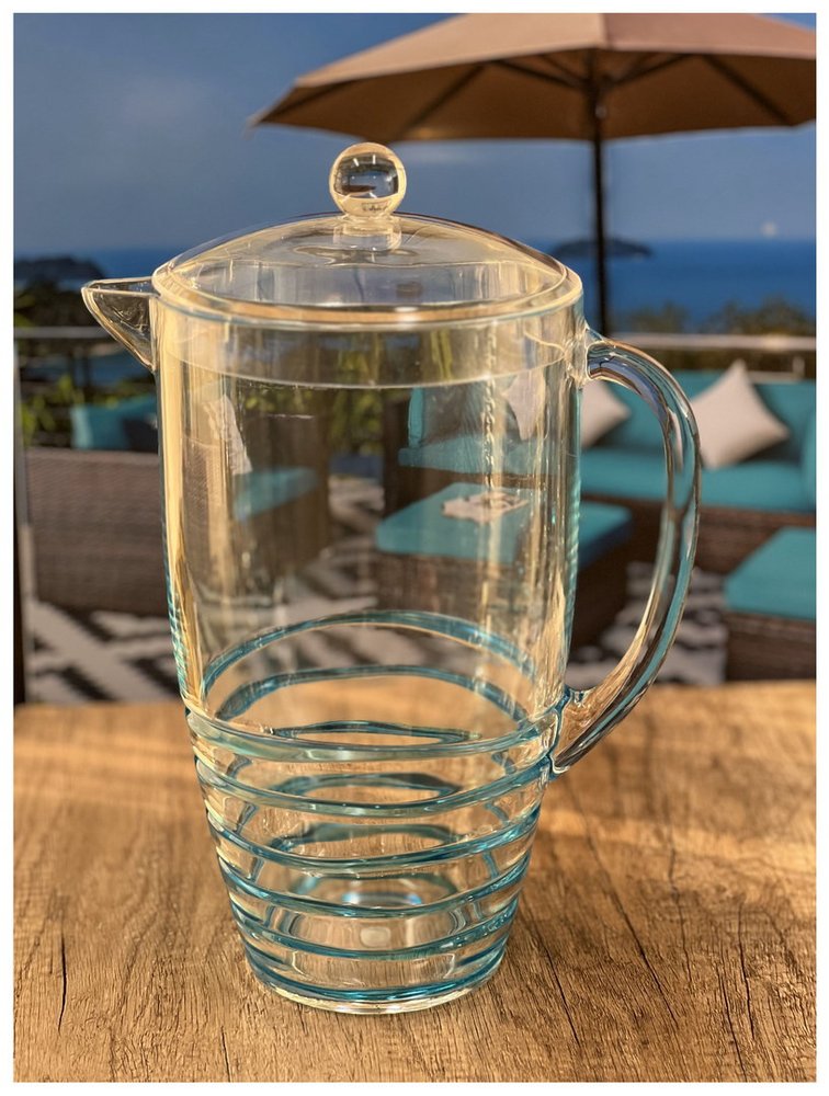 Clear And Blue Acrylic Convex Curve Shape Stemless Pitcher HomeRoots