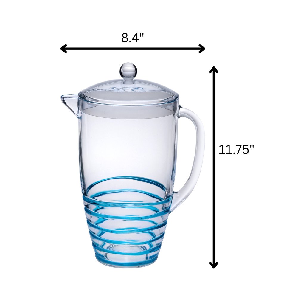 2.5 Quart Clear and Blue Swirl Acrylic Pitcher HomeRoots